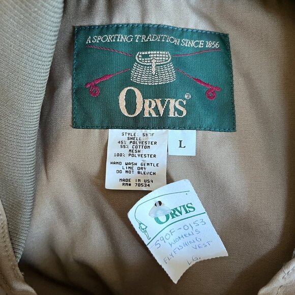 Orvis Mens Khaki Fly Fishing‎ Vest Multiple Pockets & Mesh Accents Large - Picture 9 of 10